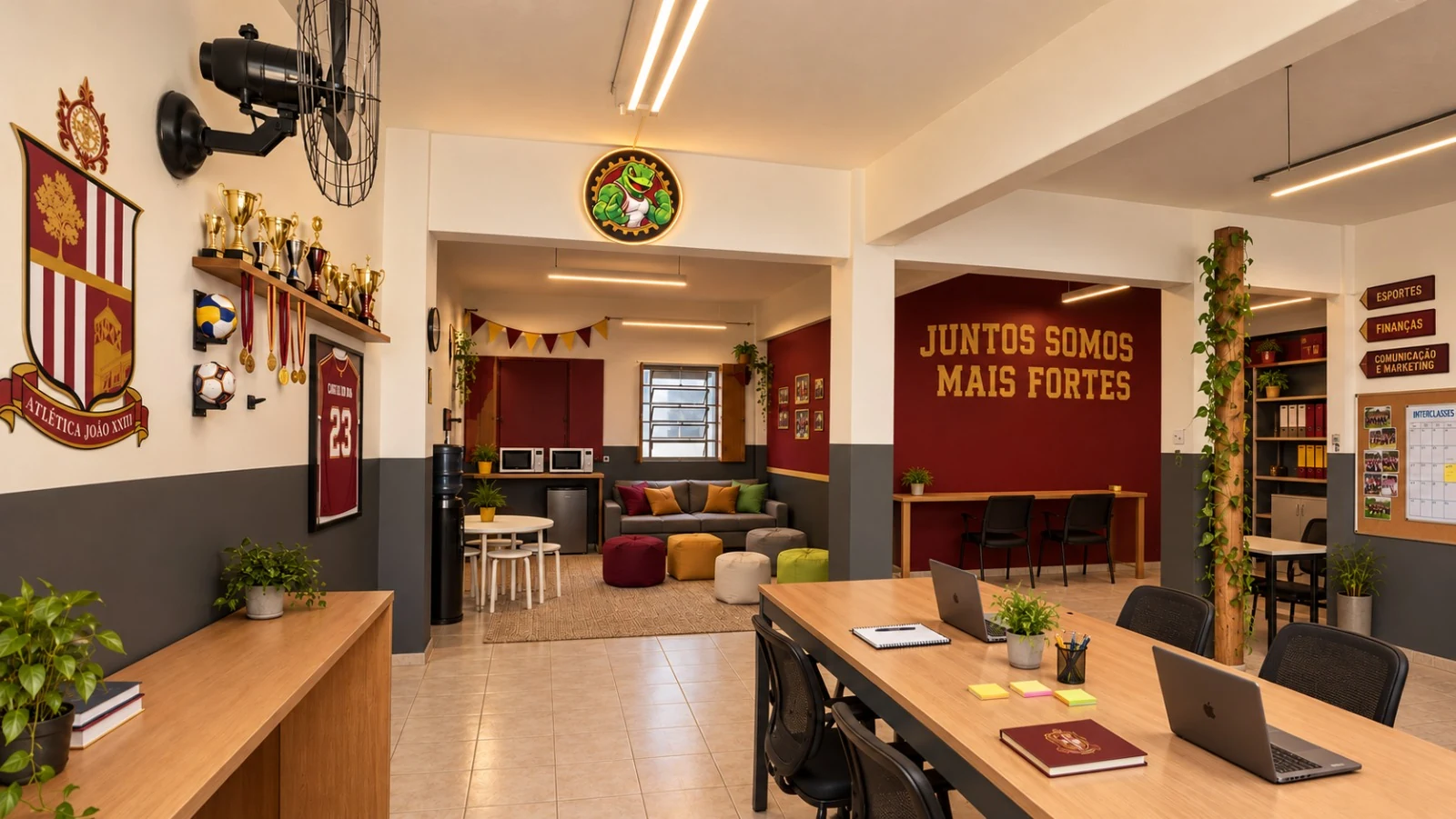 Imagem do projeto de interiores da sala da Atlética e do Grêmio Estudantil